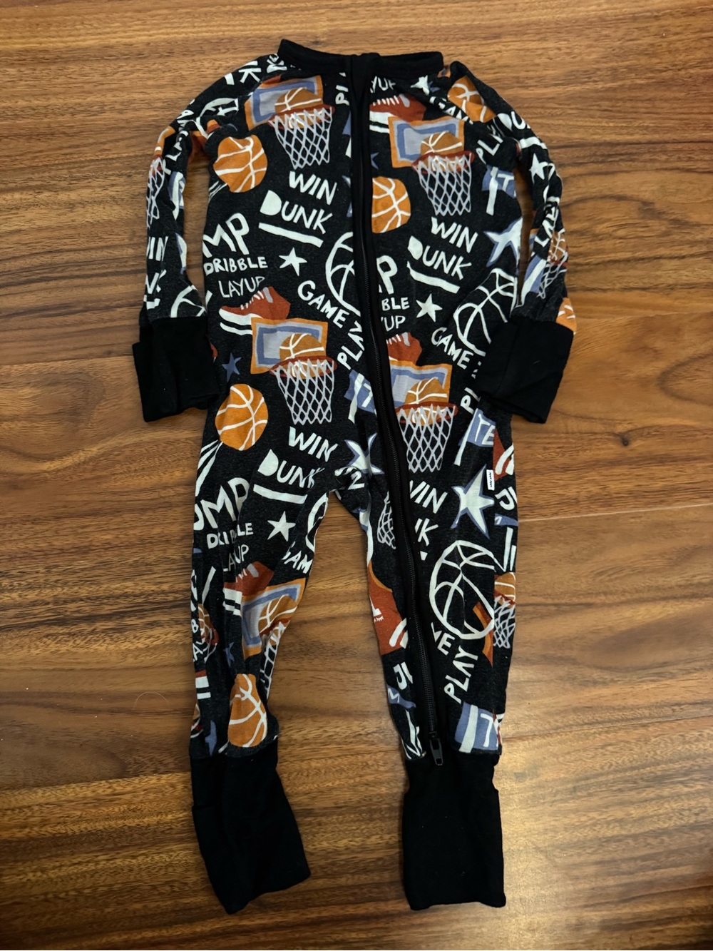 Little Sleepies Black Basketball Print Footed Pajama